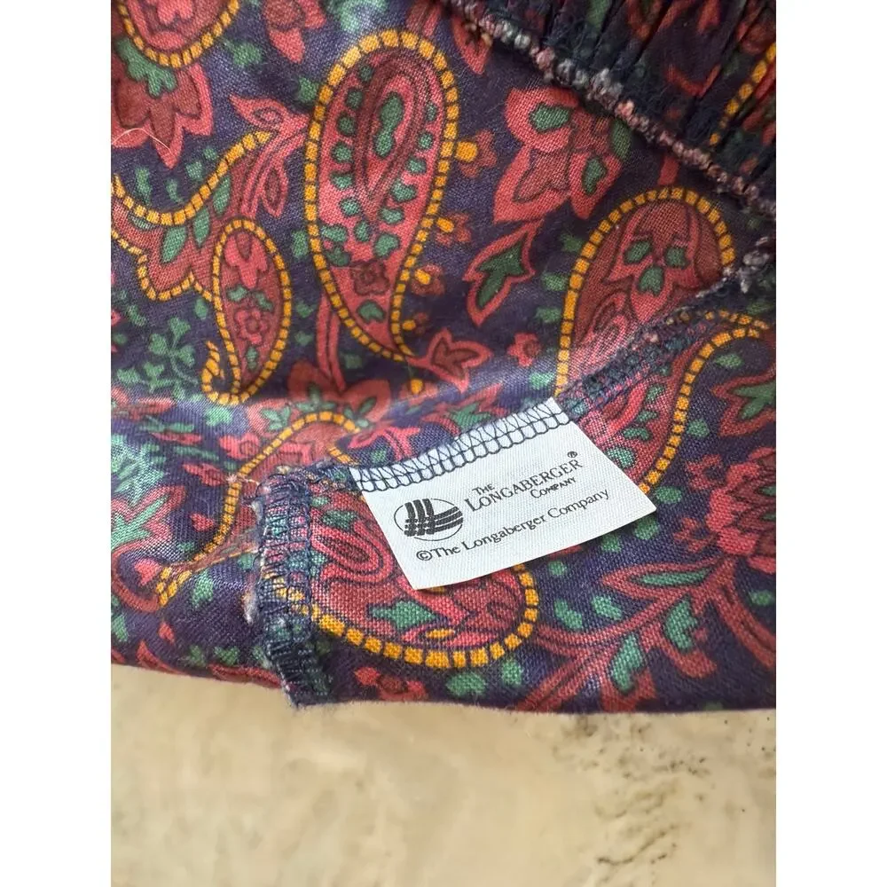 Longaberger classic paisley print long basket liner